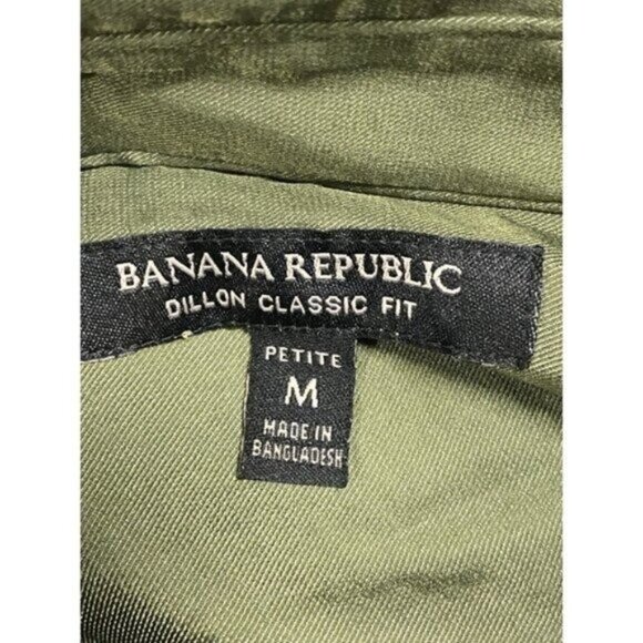 Banana Republic Roll Tab Long Sleeve Collared Dark Olive Rayon Shirt Size P/M - Picture 4 of 4